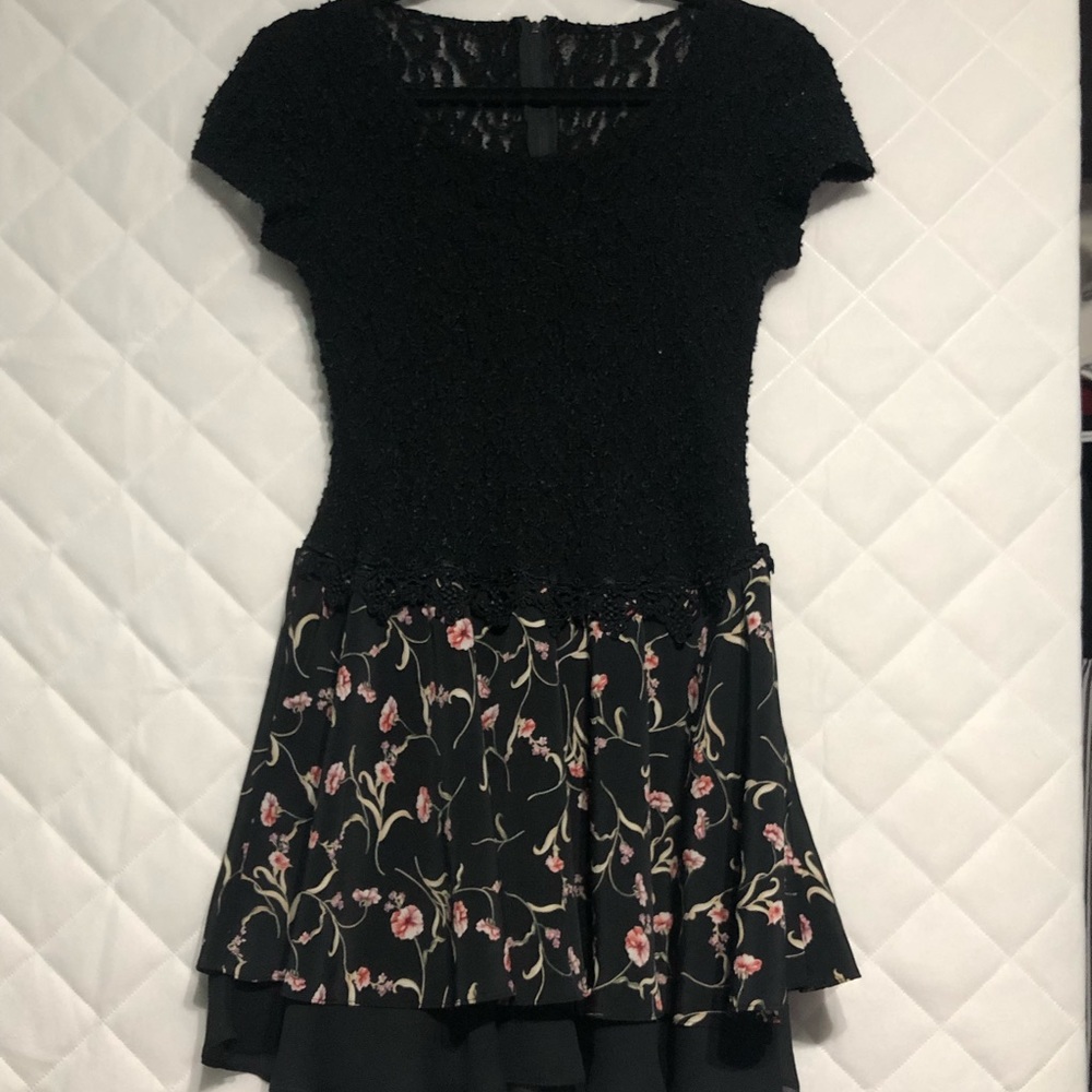 Mini Dress W/Lace Top and Flowy Flower Skirt